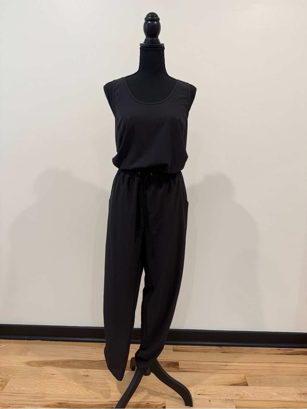 Patagonia Fleetwith Black Sleeveless Stretch Jumpsuit Cross Back